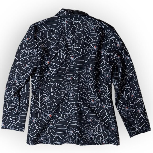 Spirit Halloween Costume Black Spider/Web Men's Jacket Coat & Tie -Sz- M 38-40 - Picture 2 of 6